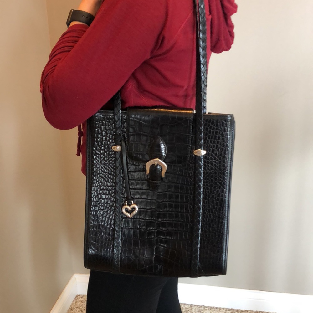 Vintage Brighton Donna Croc Leather Shoulder Bag